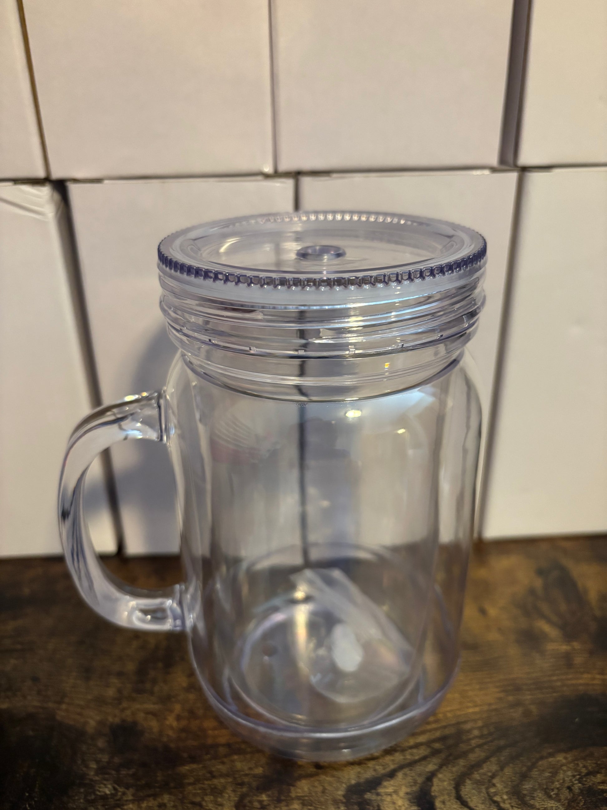 20oz Acrylic Mason Jar Snowglobe Cup